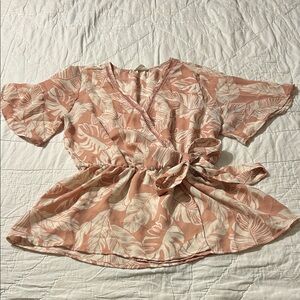 Sienna Sky Blush Leaf Print Wrap Blouse